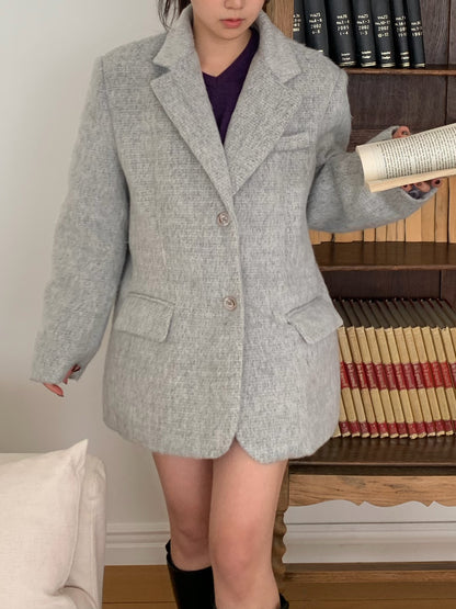 【予約】shaggy overfit jacket coat / light gray