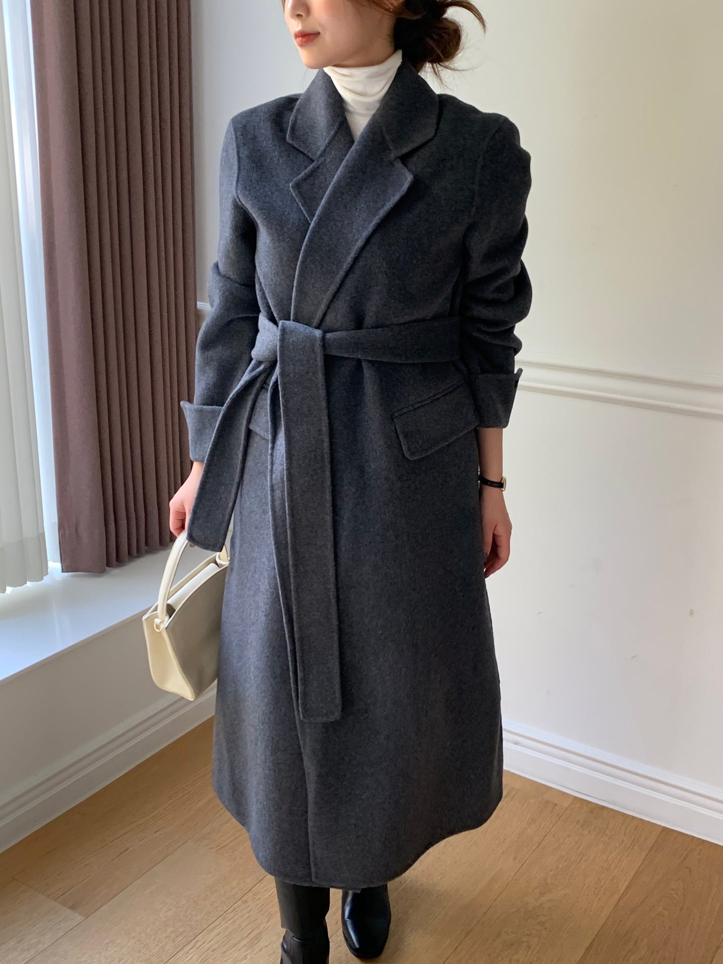 【即納】◆送料無料◆[wool 90％] HAND MADE - luxury long coat / charcoal gray