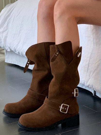 suede belt middle boots (本革) / 3color