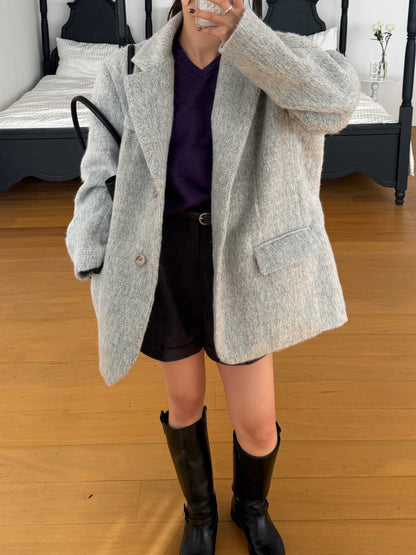 【予約】shaggy overfit jacket coat / light gray