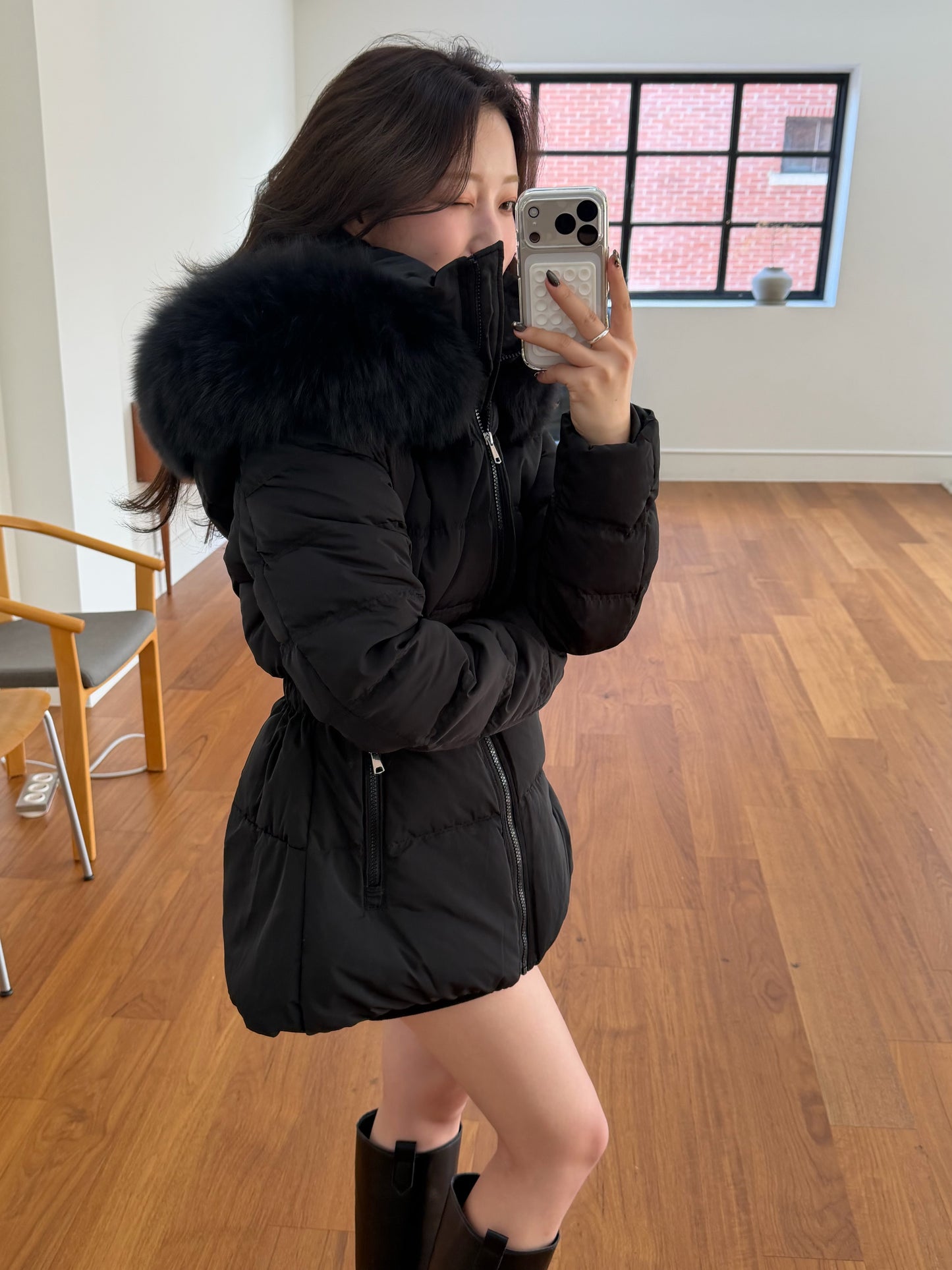 【予約】◆送料無料◆side pocket short down jacket / black