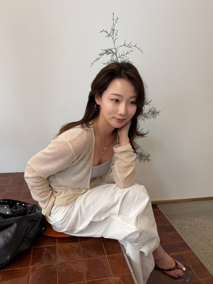 deep Vneck see through knit / 2color