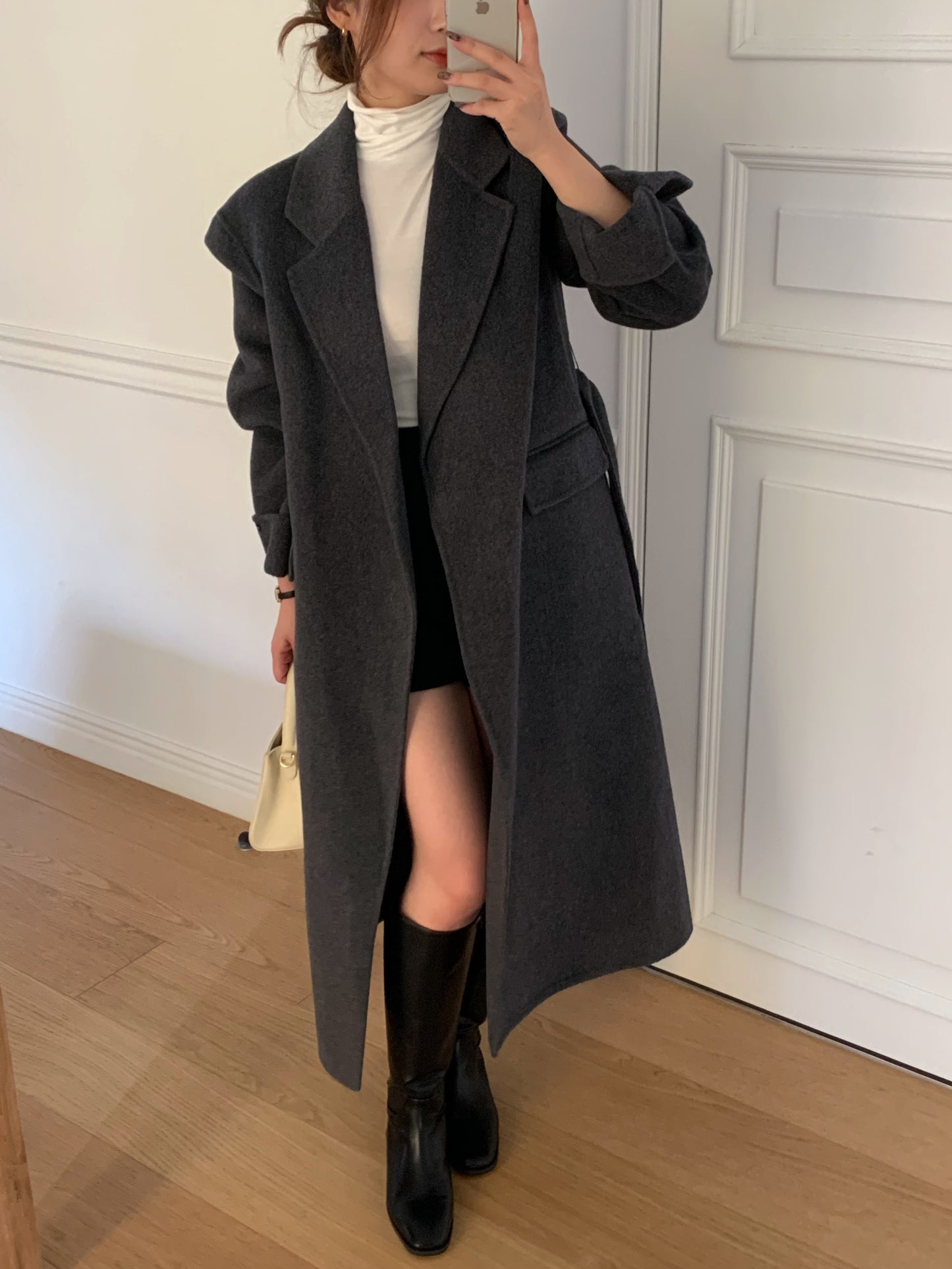 【即納】◆送料無料◆[wool 90％] HAND MADE - luxury long coat / charcoal gray