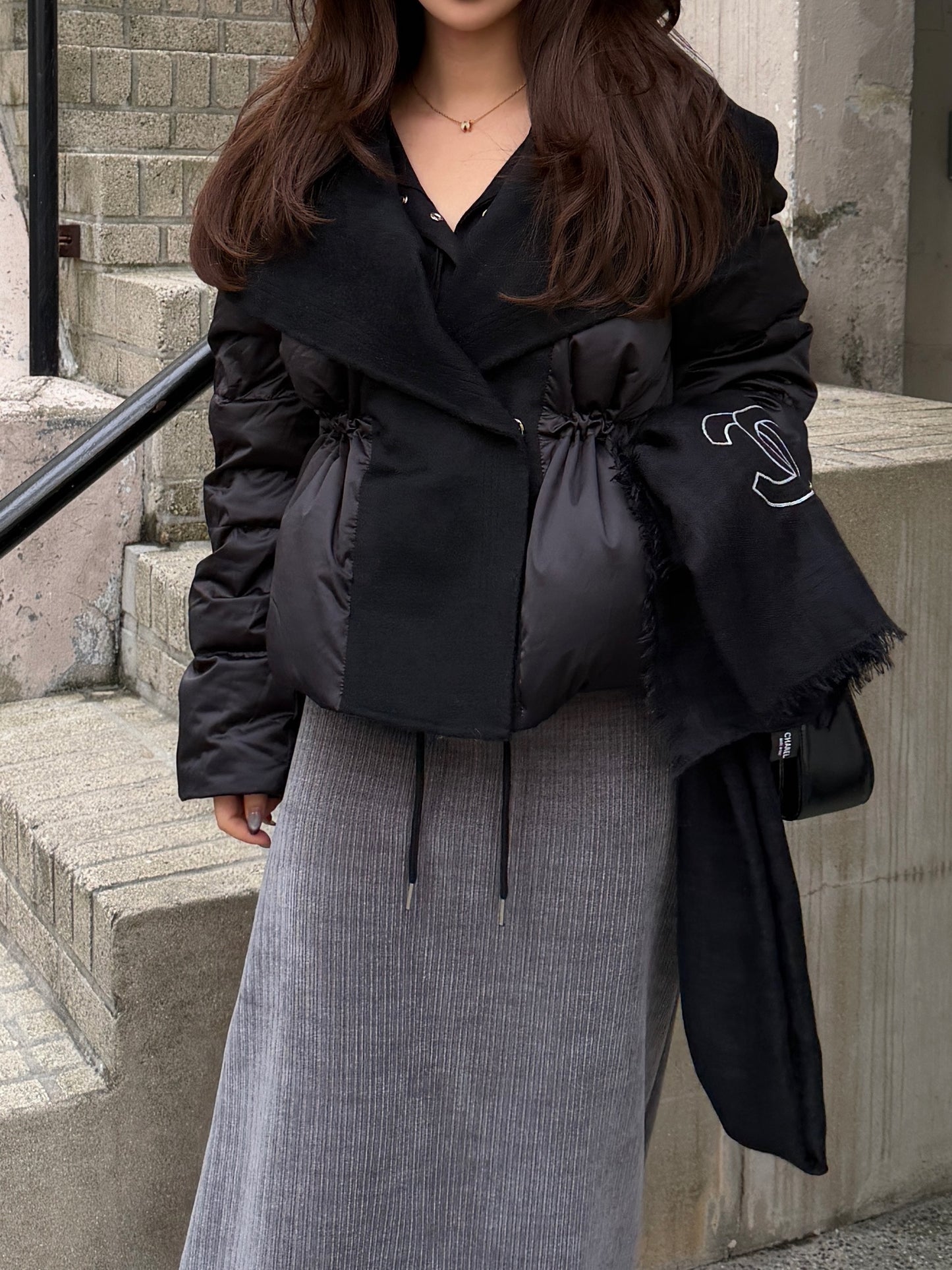 【予約】shawl collar light down / black