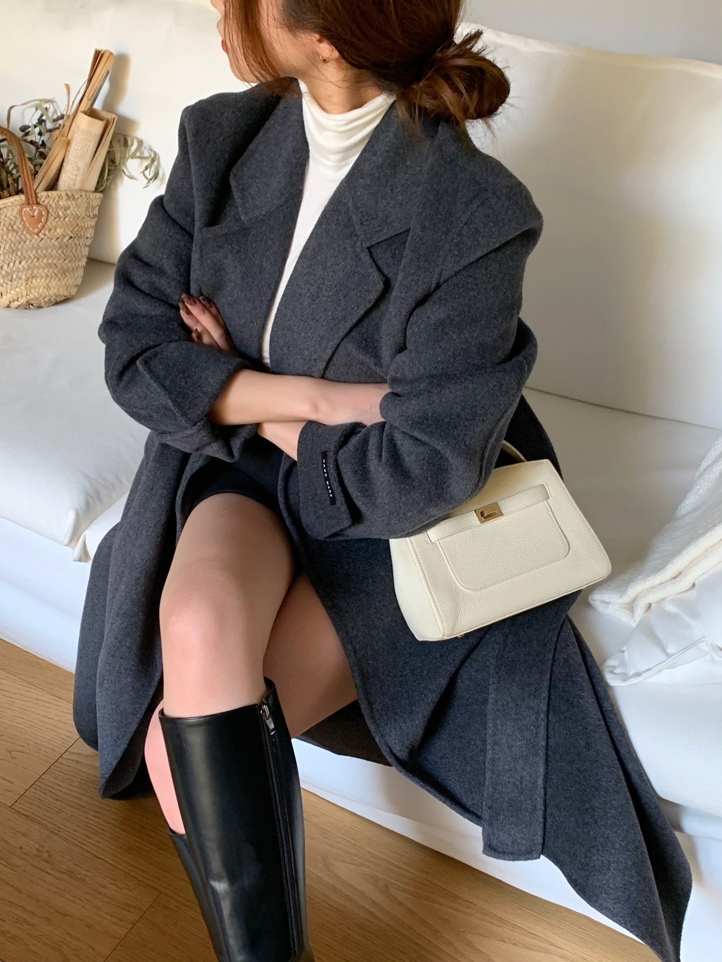 【即納】◆送料無料◆[wool 90％] HAND MADE - luxury long coat / charcoal gray