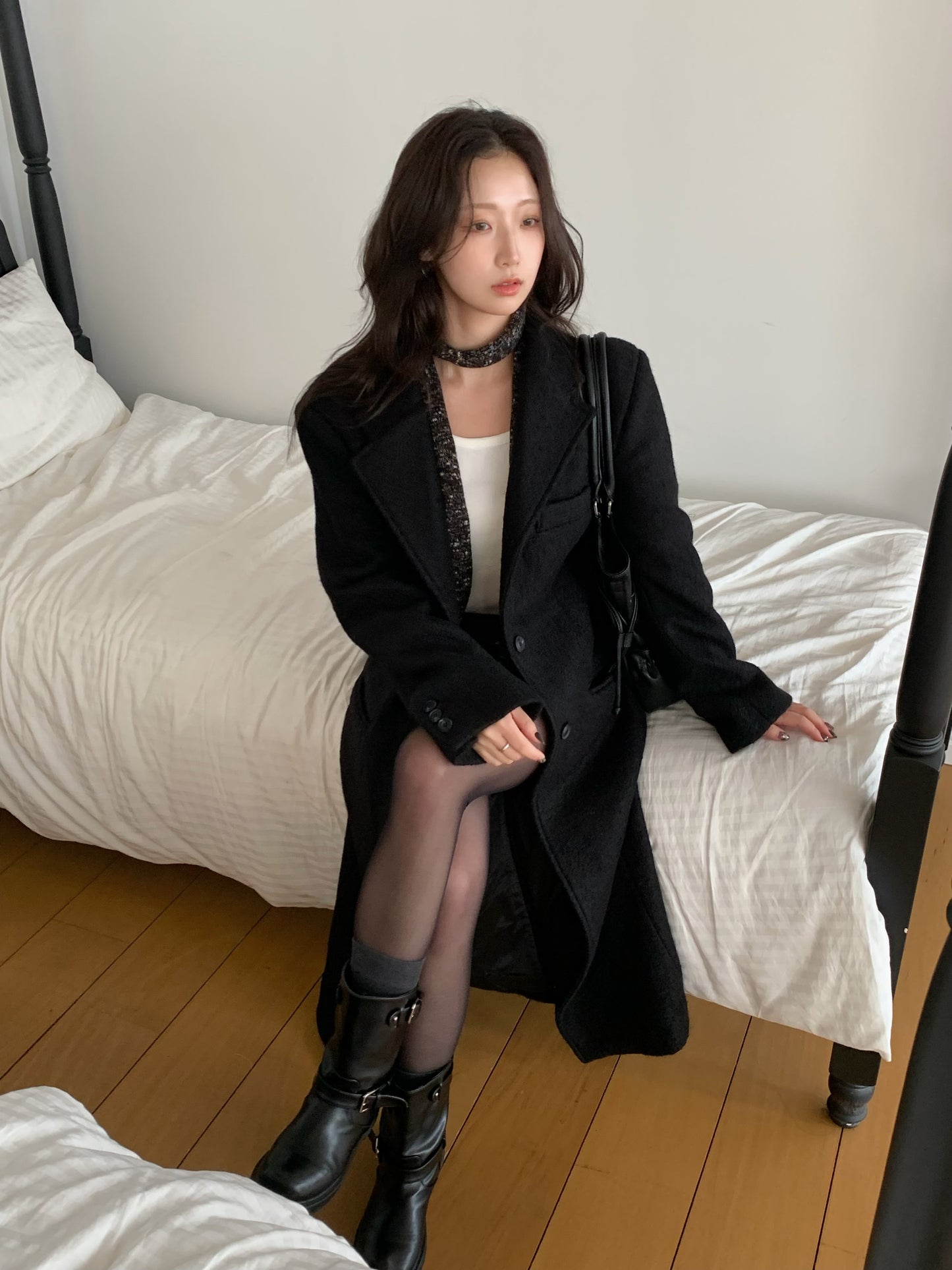 【予約】◆送料無料◆teddy long coat  / black