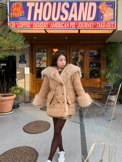 【即納】◆送料無料◆ double button middle fur down