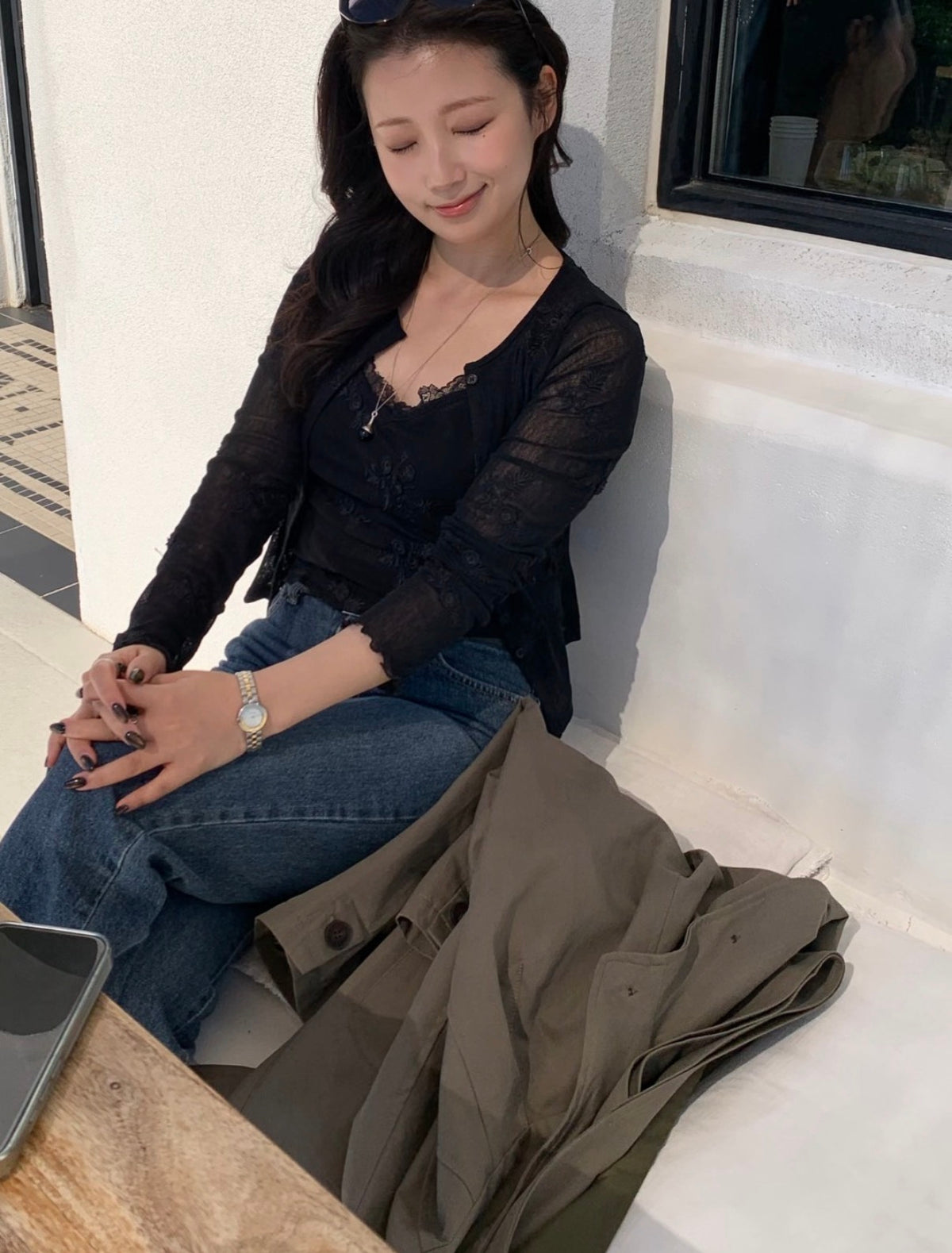 flower mesh cardigan set / 2color