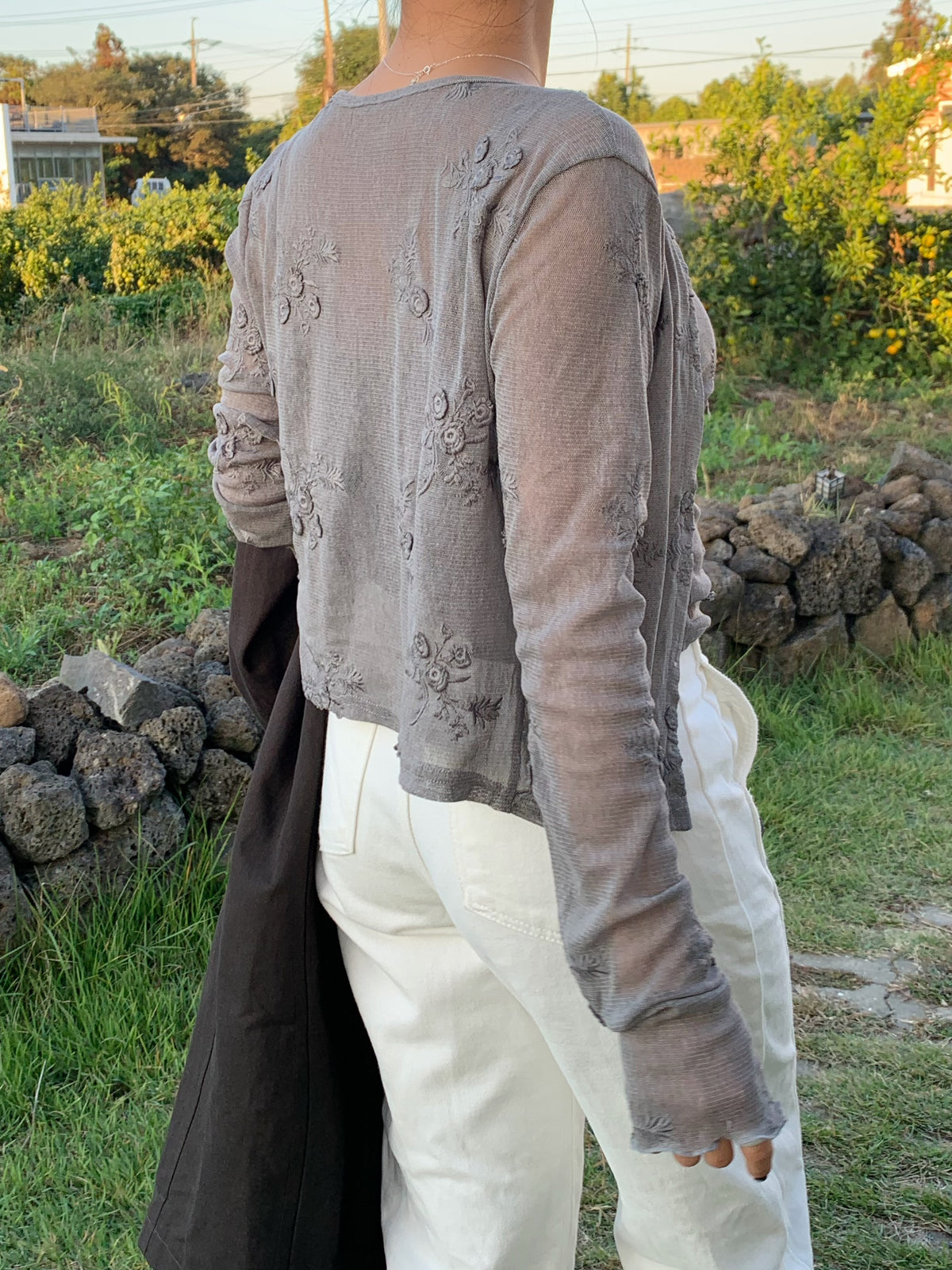 flower mesh cardigan set / 2color
