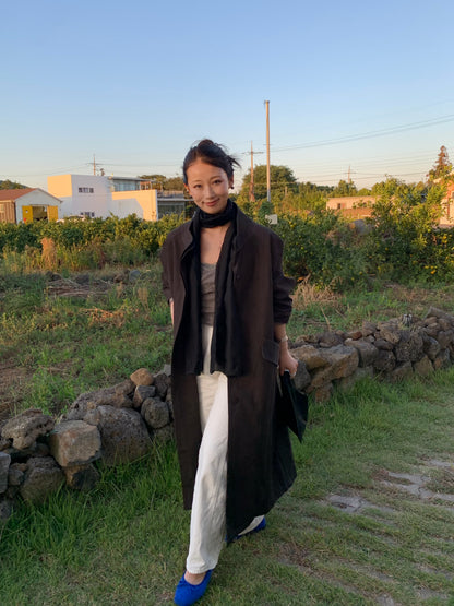 【送料無料】highneck over long coat / 2color