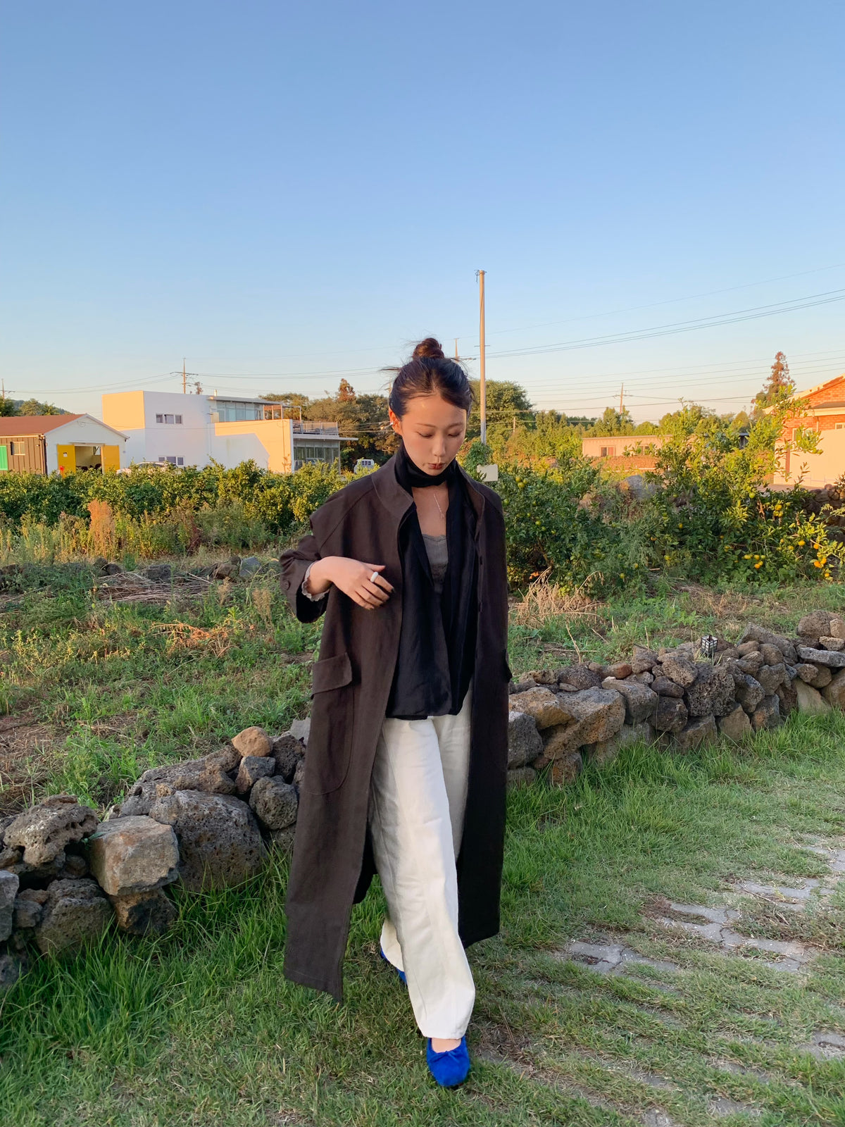 【送料無料】highneck over long coat / 2color