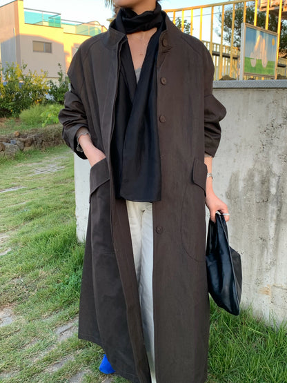 【送料無料】highneck over long coat / 2color
