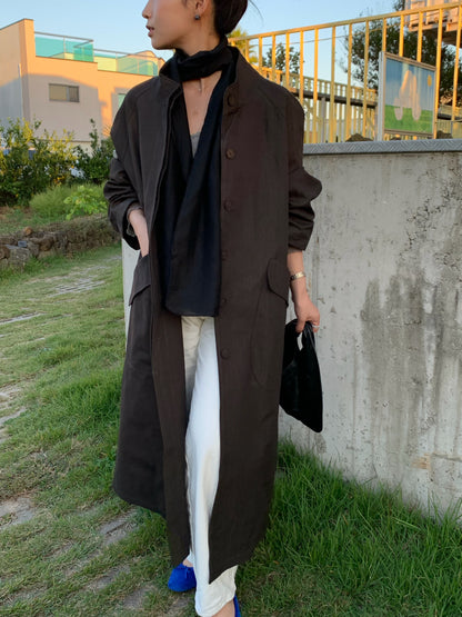 【送料無料】highneck over long coat / 2color