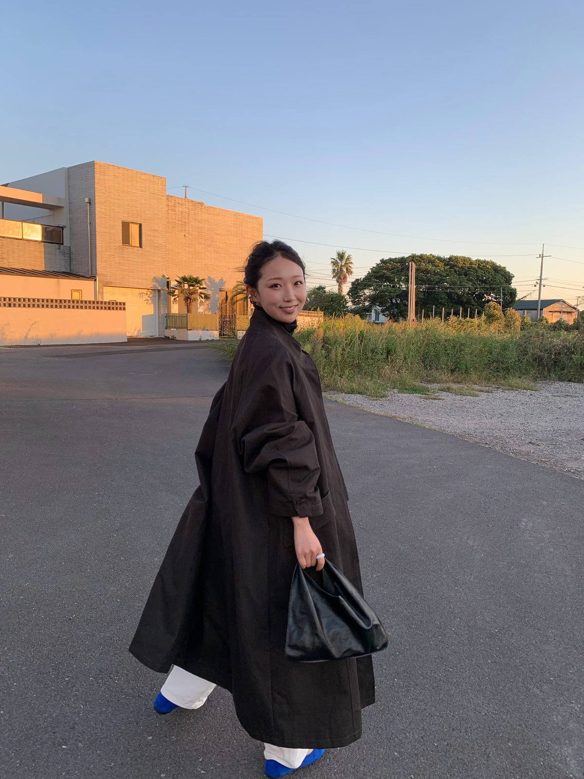 【送料無料】highneck over long coat / 2color