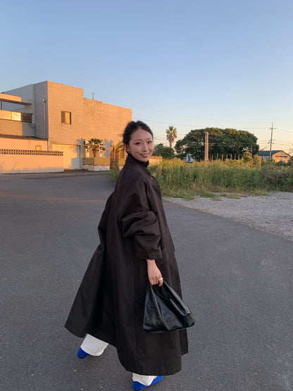 【送料無料】highneck over long coat / 2color