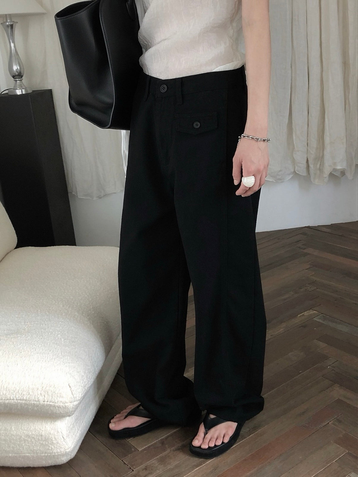 loose color denim pants / 3color