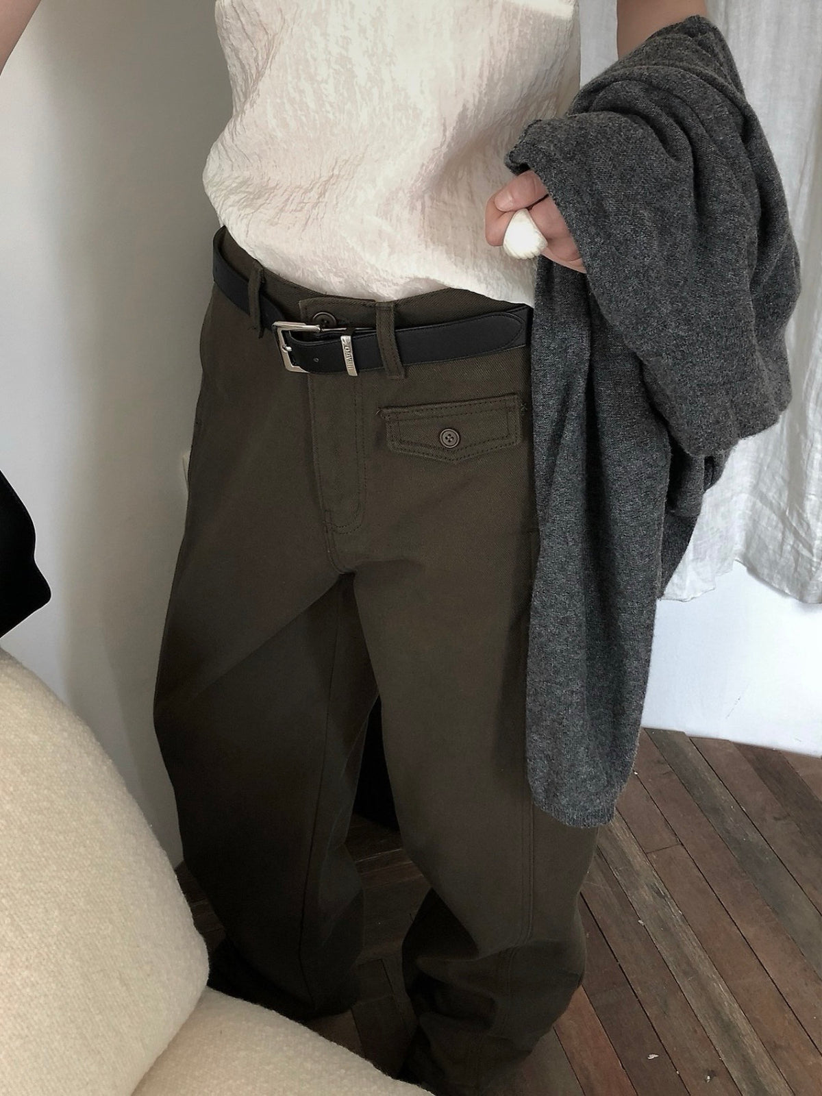 loose color denim pants / 3color