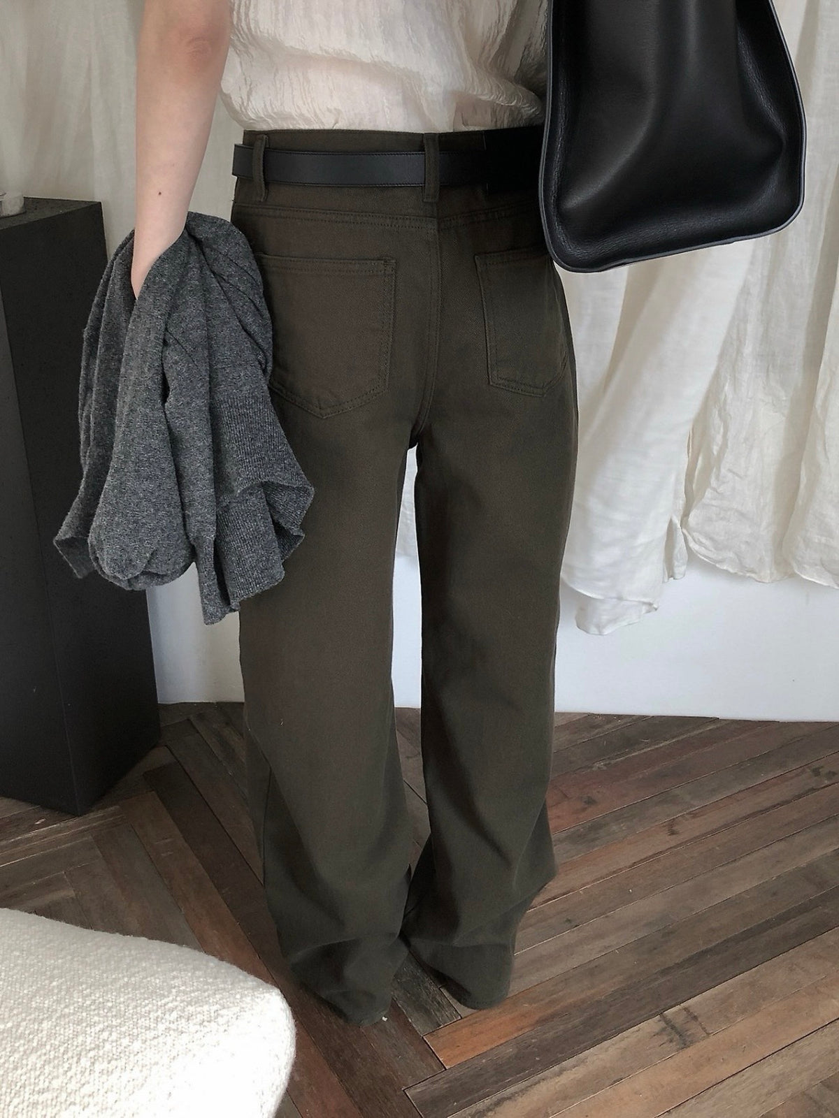 loose color denim pants / 3color