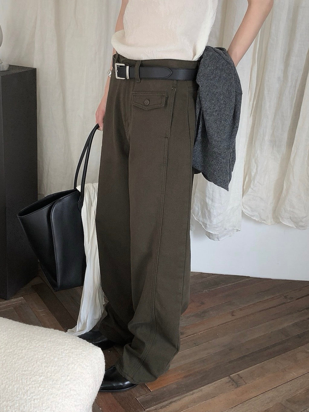 loose color denim pants / 3color