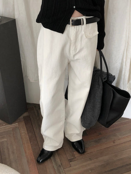 loose color denim pants / 3color