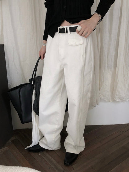 loose color denim pants / 3color