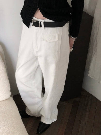 loose color denim pants / 3color