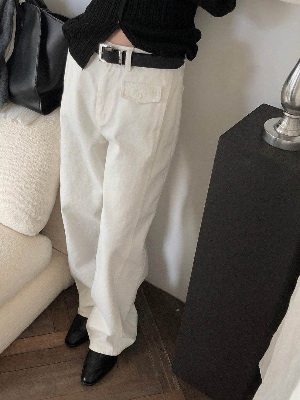 loose color denim pants / 3color