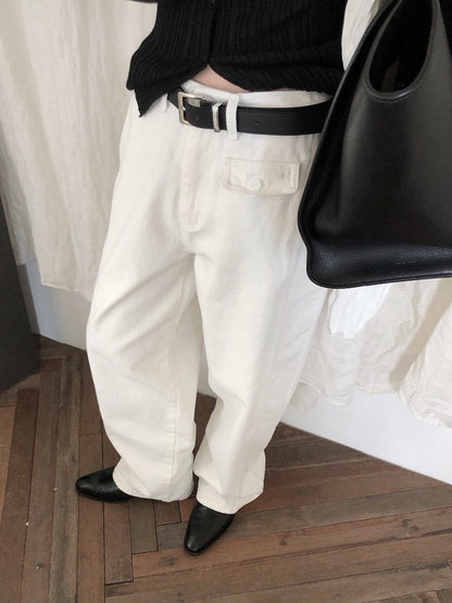 loose color denim pants / 3color