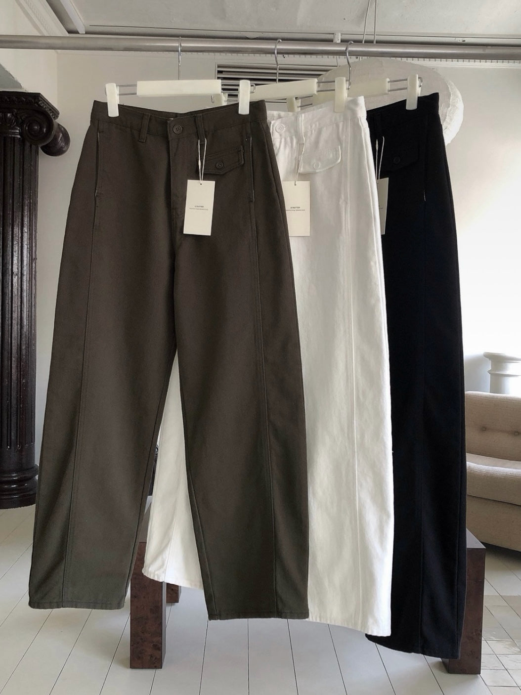 loose color denim pants / 3color