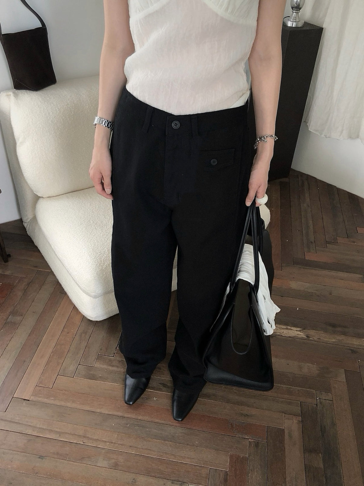 loose color denim pants / 3color