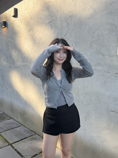 flower mesh cardigan set / 2color