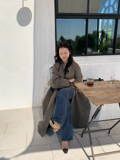 【送料無料】highneck over long coat / 2color