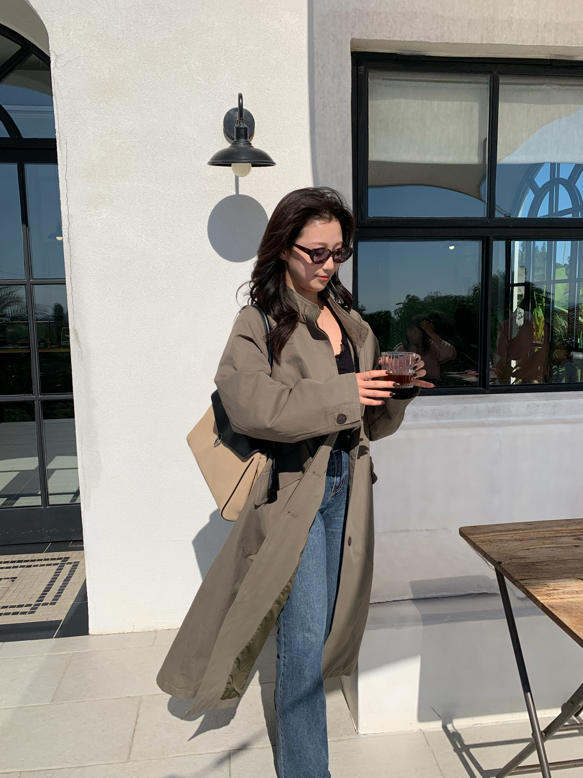 【送料無料】highneck over long coat / 2color