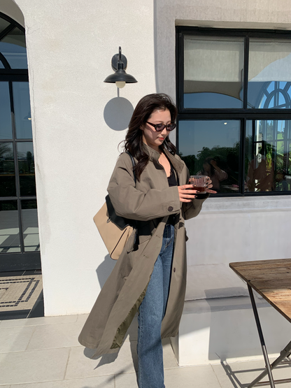 【送料無料】highneck over long coat / 2color