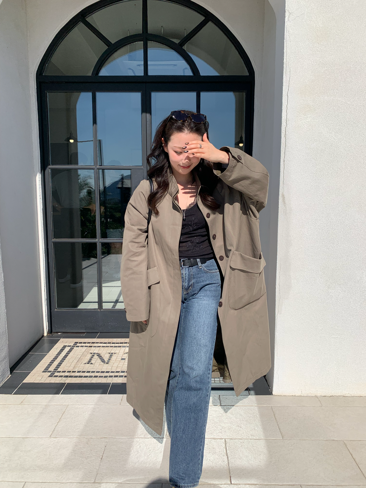 【送料無料】highneck over long coat / 2color