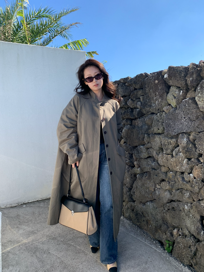 【送料無料】highneck over long coat / 2color
