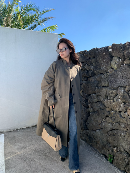 【送料無料】highneck over long coat / 2color
