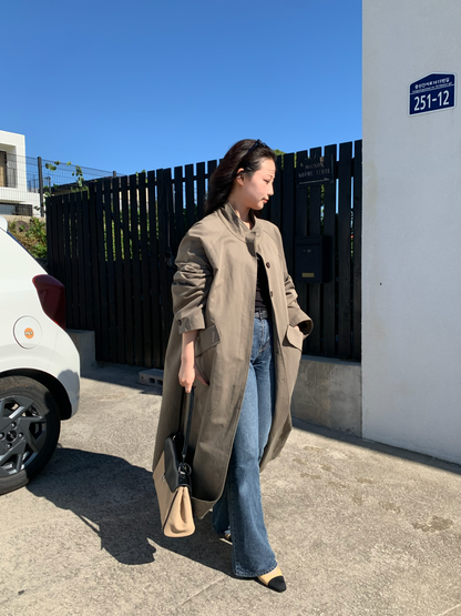 【送料無料】highneck over long coat / 2color