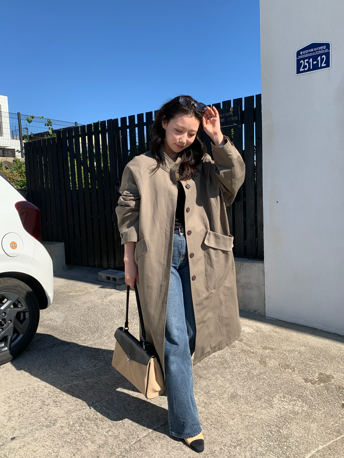 【送料無料】highneck over long coat / 2color
