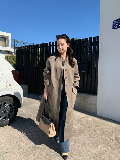 【送料無料】highneck over long coat / 2color