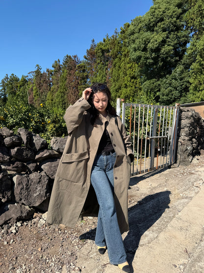 【送料無料】highneck over long coat / 2color