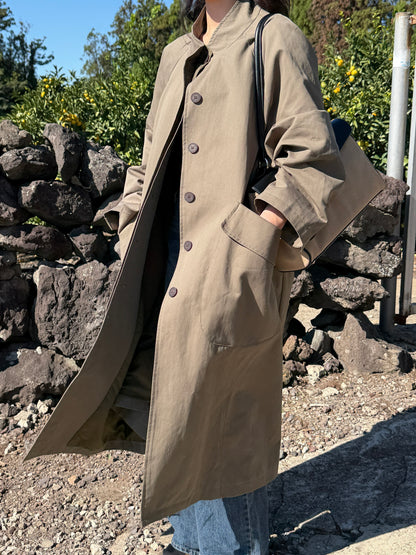 【送料無料】highneck over long coat / 2color