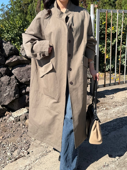 【送料無料】highneck over long coat / 2color
