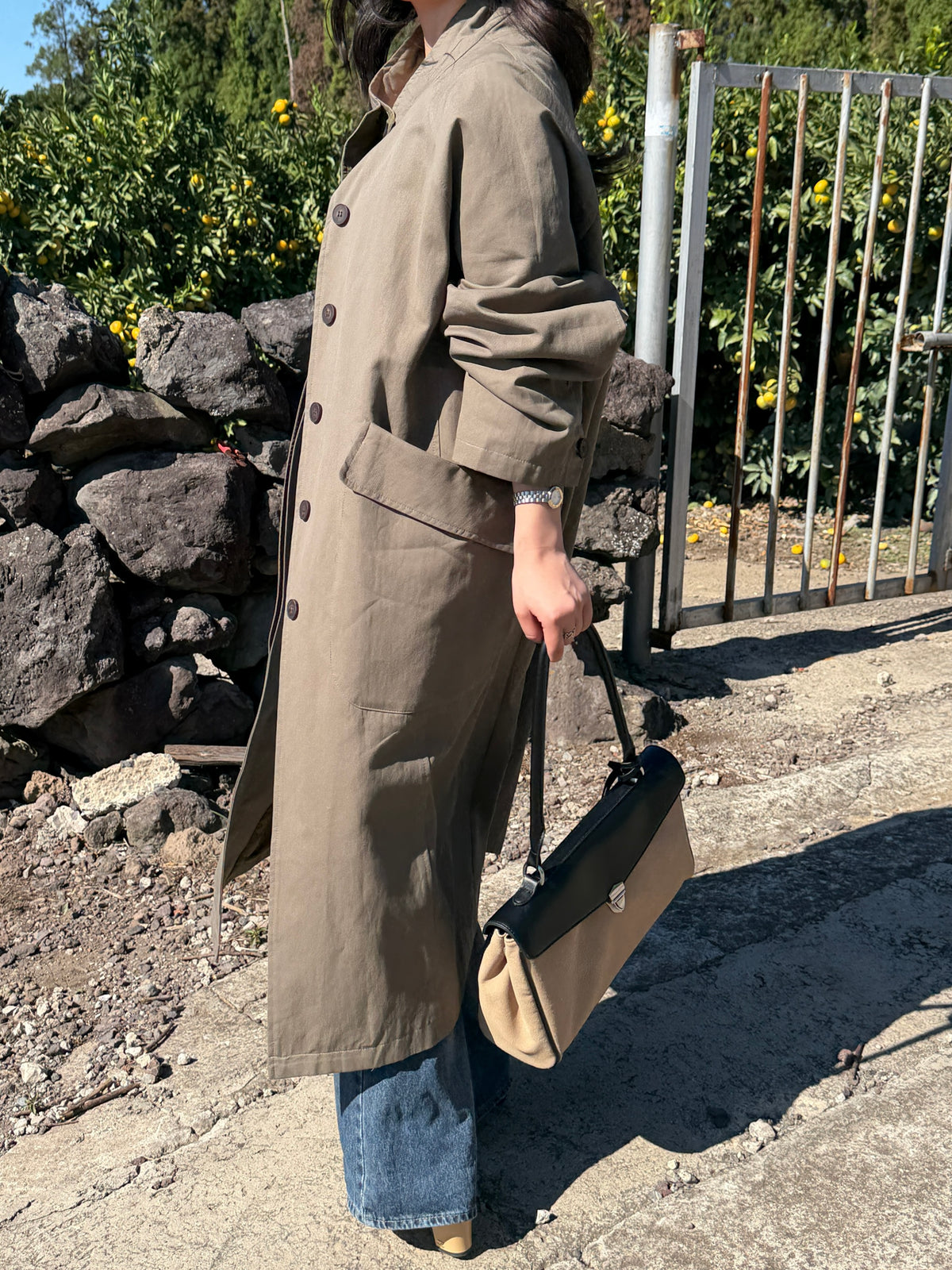 【送料無料】highneck over long coat / 2color