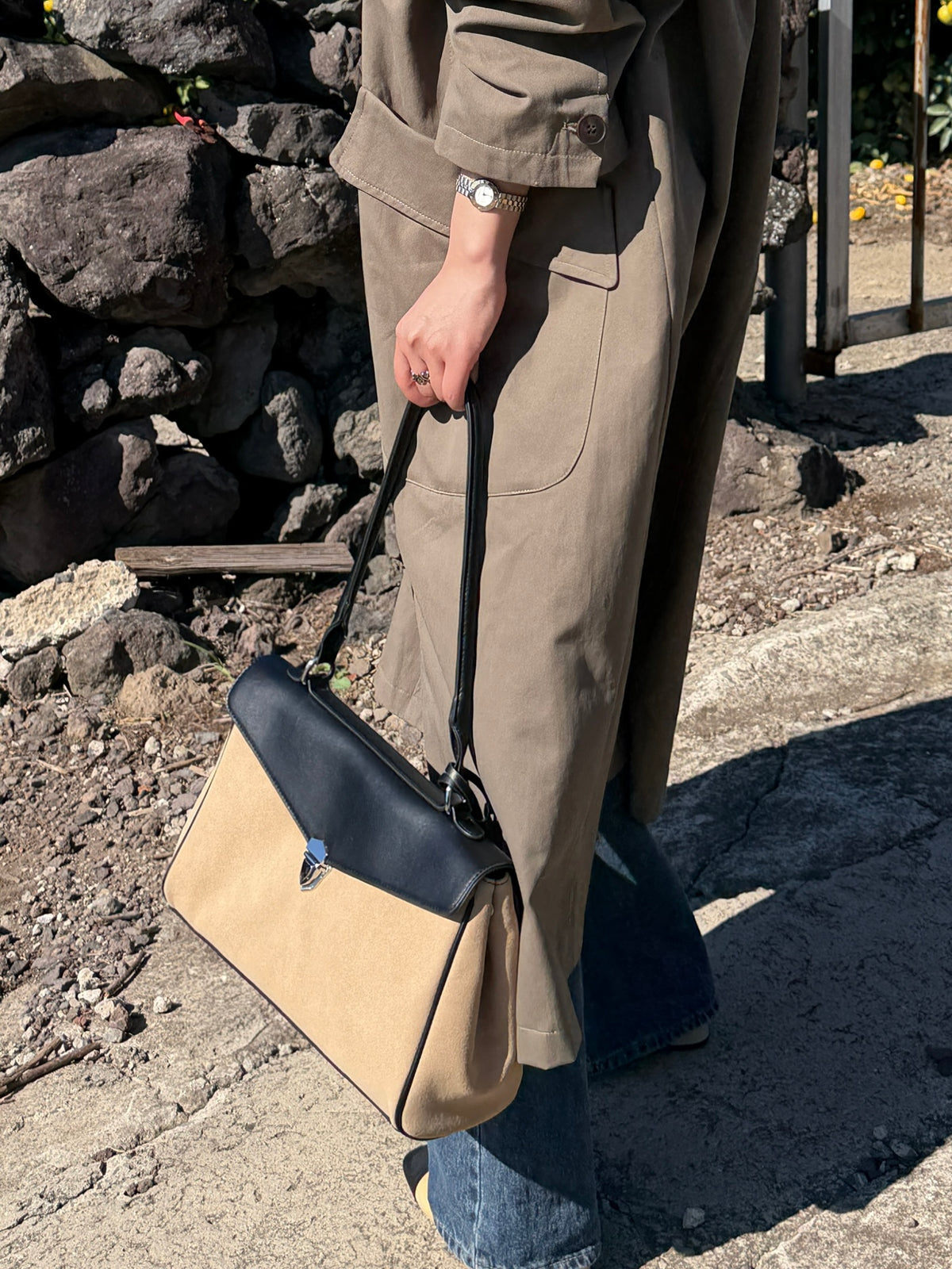【送料無料】highneck over long coat / 2color
