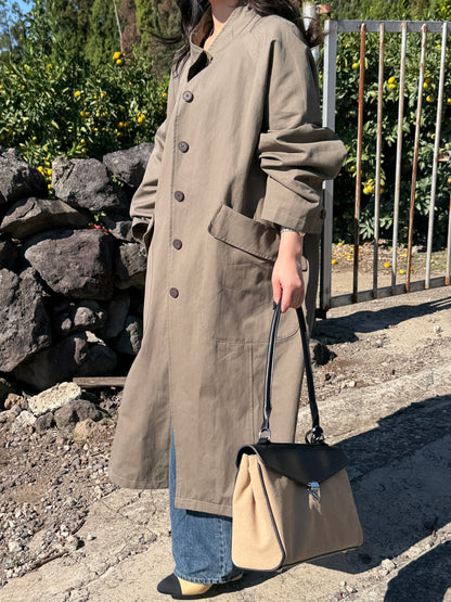【送料無料】highneck over long coat / 2color