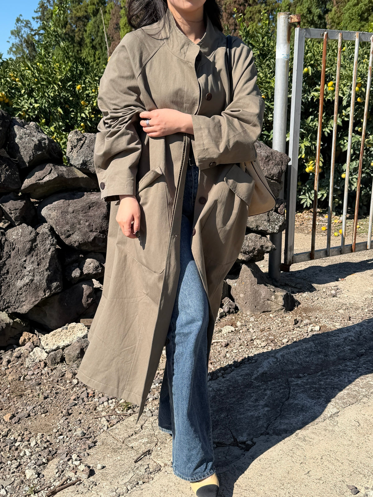 【送料無料】highneck over long coat / 2color