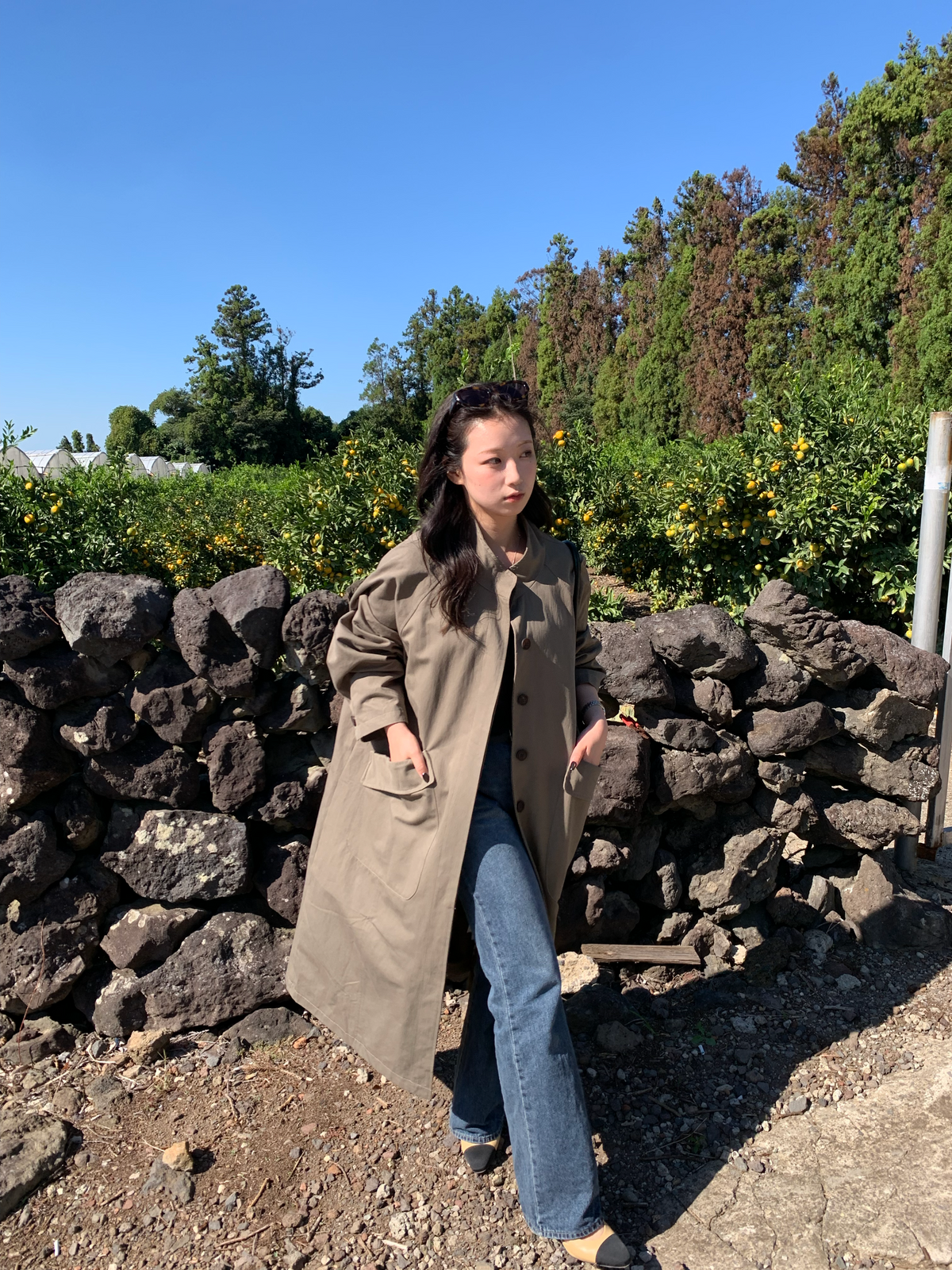 【送料無料】highneck over long coat / 2color