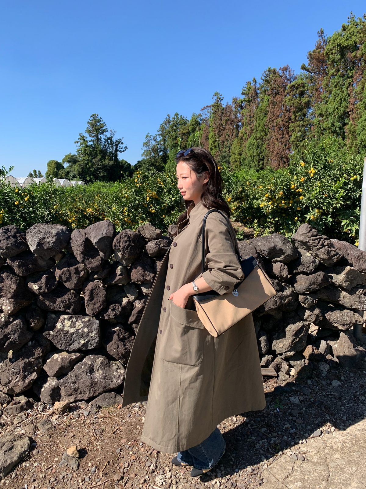 【送料無料】highneck over long coat / 2color