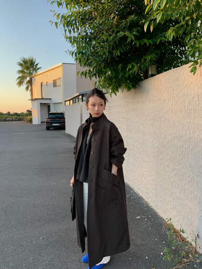 【送料無料】highneck over long coat / 2color